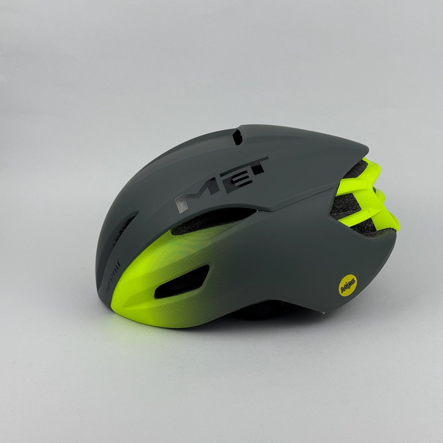 casco gris verde MET