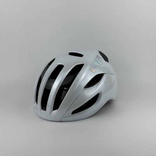 casco blanco MET logo tornasol