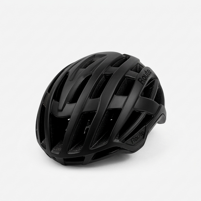 Casco Route negro mate letras negra brillante