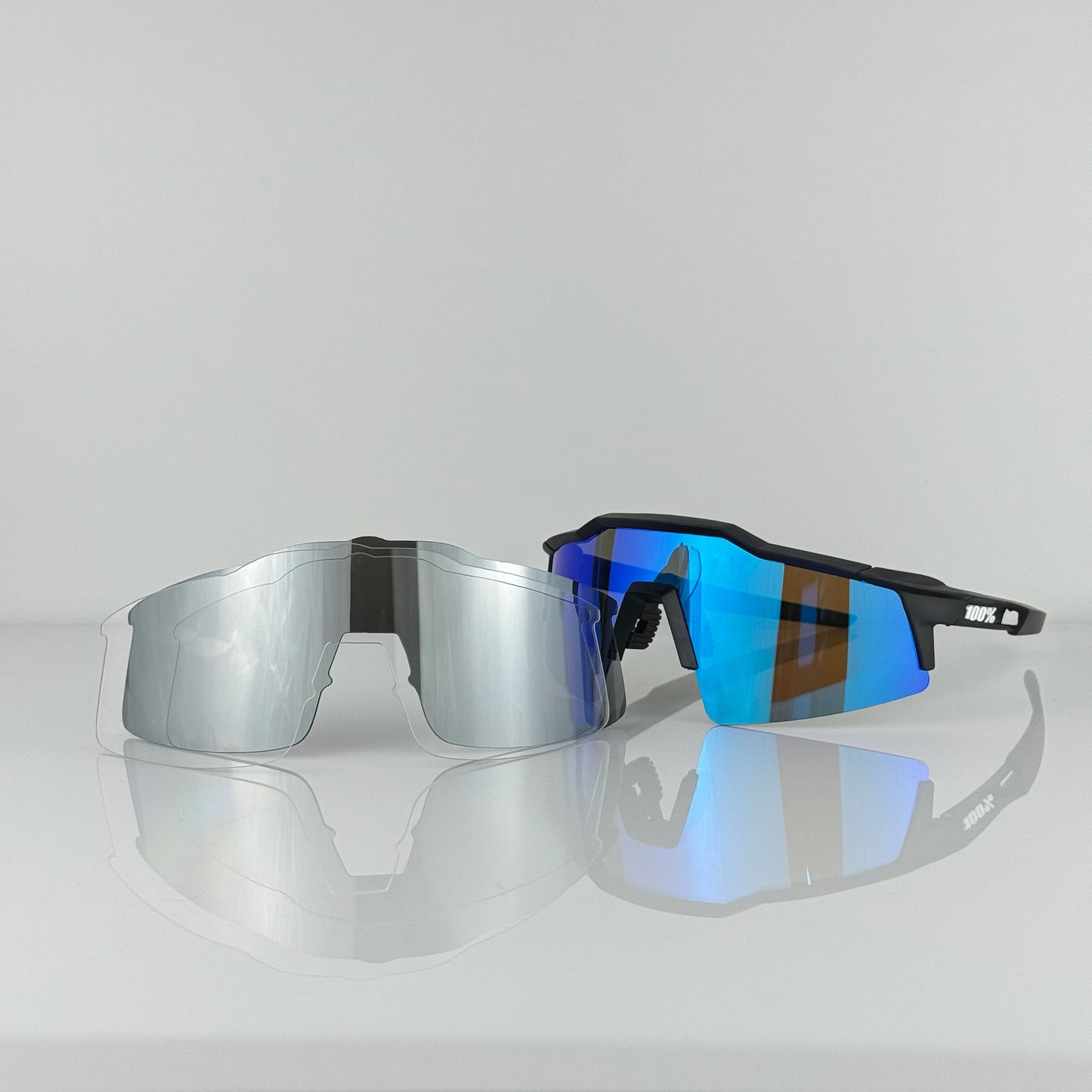 GAFA 100% SPEEDCRAFT SL NEGRA GRIS LENTE AZUL 3 LENTES