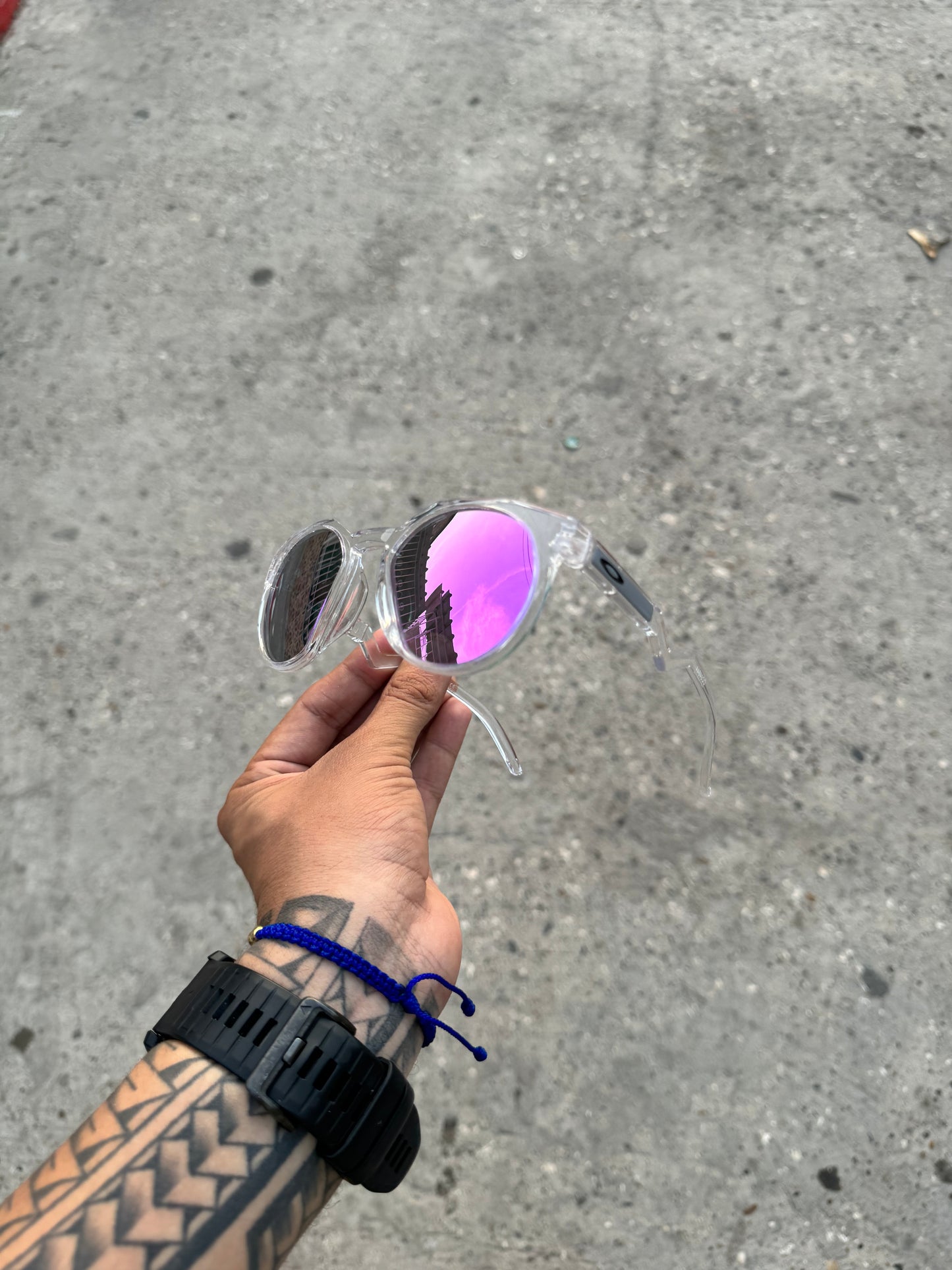 Gafas Oakley HSTN transparente lente púrpura prizm